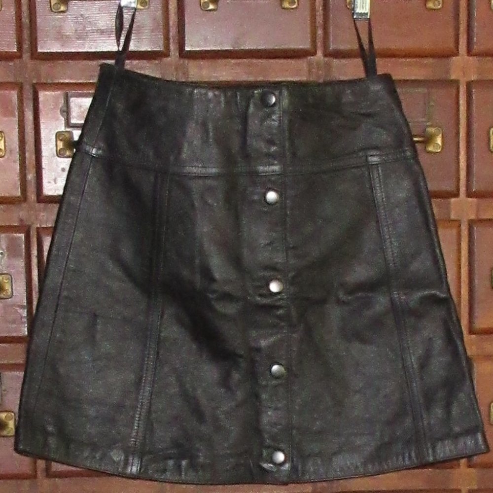 Lined Black Leather Mini Skirt Size 3 SHE SAID